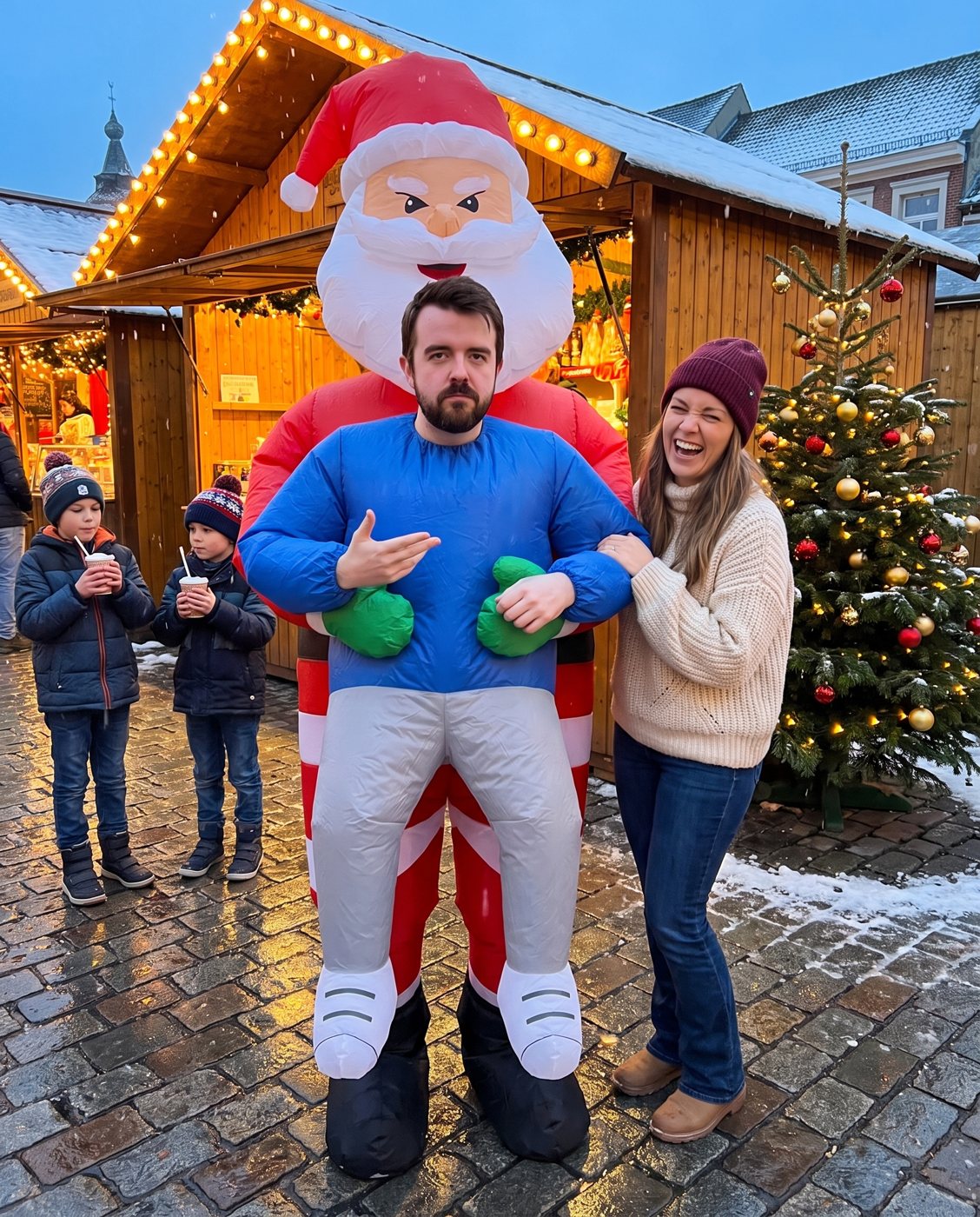 Santa Grab costume at a Christmas market
